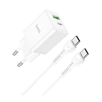 Сетевое З/У HOCO N28 1USB/Type-C 20W с кабелем Type-C-Type-C 60W черный (1/13/130)