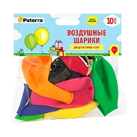 Воздушные шарики, 30 см, круглые, разноцветные без рисунка, 10 шт. в уп., PATERRA (1/50)