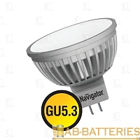 Лампа светодиодная Navigator MR16 GU5.3 5W 3000К 12V софит прозрачная (1/10/200)