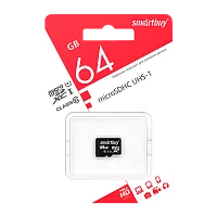 Карта памяти microSD Smartbuy 64GB Class10 UHS-I (U1) 60 МБ/сек без адаптера