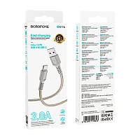 Кабель Borofone BX116 USB (m)-Type-C (m) 1м 3.0A нейлон серый