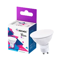 Лампа светодиодная Космос GU10 10.5W 6500К 230V софит матовая (1/10/80)