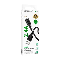 Кабель Borofone BX119 USB (m)-Lightning (m) 1м 2.4A ПВХ черный (1/360)
