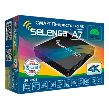 СМАРТ ТВ-приставка Selenga A7 Android 12 4К черный (1/20)