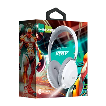 Наушники накладные MORE CHOICE HW34S bluetooth 5.1 с микр. фонарик белый серый