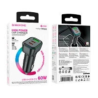 Автомобильное З/У Borofone BZ28 1USB+2Type-C 60W QC3.0 черный (1/37/148)