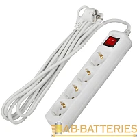 Удлинитель ЭРА U 4р.С/З 16A 5.0м с выкл. белый (1/12)