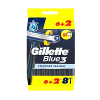 Бритва одноразовая Gillette "BLUE3 COMFORT Slalom" 3 лезвия 6+2шт. (1/6)