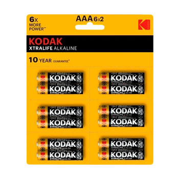 Батарейка Kodak XTRALIFE LR03 AAA BL12 (2*6) Alkaline 1.5V (12/144/576/43200)