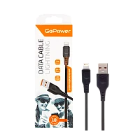 Кабель GoPower GP01L USB (m)-Lightning (m) 1м 2.4A ПВХ черный (1/200/800)