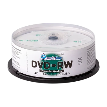 Диск DVD-RW Smartbuy 4.7GB 4x 25шт. cake box