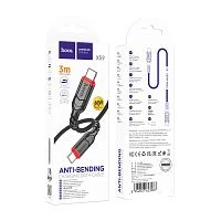 Кабель HOCO X59 Type-C (m)-Type-C (m) 3м 3.0A 60W нейлон черный (1/25/250)