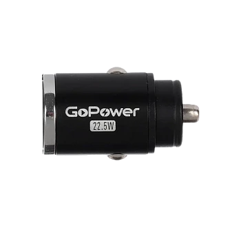 Автомобильное З/У GoPower GPQC12 1USB+1Type-C 22.5W Мини черный (1/100)