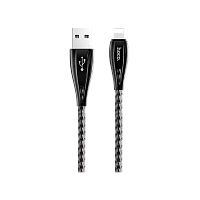 Кабель HOCO U56 USB (m)-Lightning (m) 1.2м 2.4A металл серый (1/28/168)