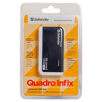 USB-Хаб Defender Quadro Infix 4USB USB2.0 черный (1/100)