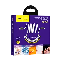 Кабель HOCO X21 Plus USB (m)-Lightning (m) 1м 2.4A силикон черный белый (1/28/168)