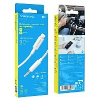 Переходник AUX Borofone BL9 Jack 3.5mm (m)-Lightning (m) 1м TPE белый (1/360)