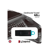 Флеш-накопитель Kingston DataTraveler Exodia 64GB USB3.2 пластик черный голубой