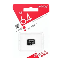 Карта памяти microSD Smartbuy 64GB Class10 20 МБ/сек без адаптера