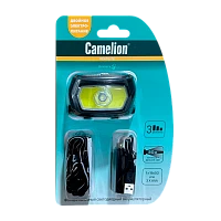 Фонарь налобный Camelion LED53413 3W LED+COB от аккумулятора Type-C 3 режима серый (1/12/48)