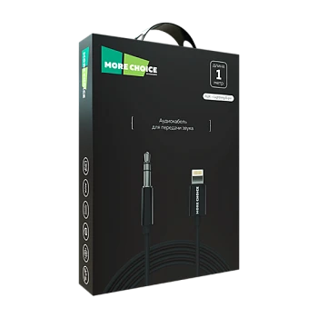 Кабель AUX MORE CHOICE UK28i Jack 3.5mm (m)-Lightning (m) 1м ПВХ черный (1/25/250)