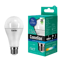 Лампа светодиодная Camelion A60 E27 15W 6500К 170-265V груша матовая (1/10/100)