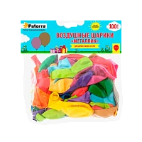 Воздушные шарики "Металлик", 30 см, круглые, разноцветные без рисунка, 100 шт/уп, PATERRA (1/10)