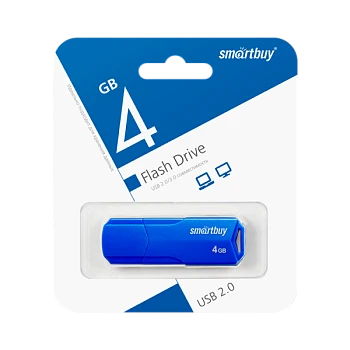 Флеш-накопитель Smartbuy Clue 4GB USB2.0 пластик синий