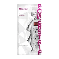 Удлинитель Defender L330 3р.С/З 16A 1.5м с выкл. ПВС 3x1мм² IP20 белый (1/40)