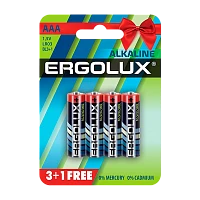 Батарейка Ergolux LR03 AAA BL3+1 Alkaline 1.5V (4/40/960)