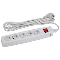 Сетевой фильтр ЭРА USF 5р.С/З 10A 5.0м белый (1/20)