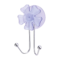 Крючки Рыжий кот W2082G "Цветок" присоска 9.7х3.5см двойной 1шт. синий (1/10/50)