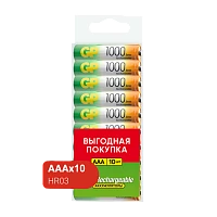 Аккумулятор бытовой GP HR03 AAA BL10 NI-MH 1000mAh в пластиковой упаковке (10/300) R