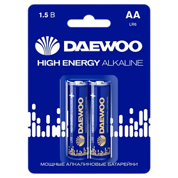 Батарейка Daewoo HIGH ENERGY LR6 AA BL2 Щелочная 1.5V (2/20/480)