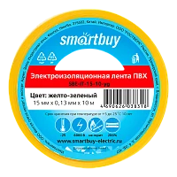 Изолента Smartbuy 15мм*10м ПВХ желтый зеленый