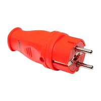 Вилка электрическая Volsten S1-PZ С/З 16A IP44 прямая красный (1/15/300)
