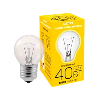 Лампа накаливания Старт E27 40W 230V шар ДШ прозрачная (1/10/100)
