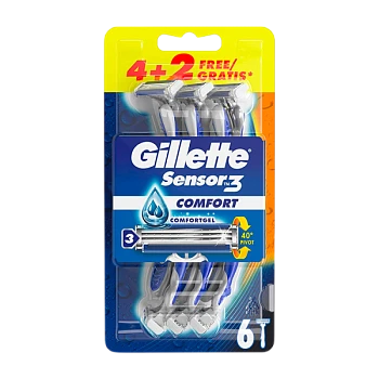 Бритва одноразовая Gillette "Sensor3" Comfort 3 лезвия 4+2шт.