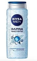 Гель для душа мужской Nivea Заряд Чистоты 500мл (1/12)