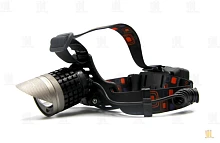 Фонарь налобный Без бренда 173-P50 от аккумулятора 3 режима+ZOOM черный