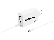 Сетевое З/У GoPower GPQC100 1USB+3Type-C 100W с кабелем Type-C/Type-C белый