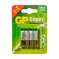 Батарейка GP Super LR03 AAA BL3+1 Alkaline 1.5V (4/40/320)