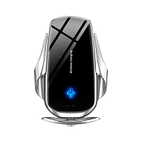 Держатель автомобильный Без бренда F3 в воздуховод беспр. зар. Qi серебряный (1/50)