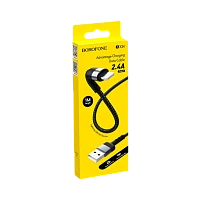 Кабель Borofone BX34 USB (m)-Lightning (m) 1м 2.4A нейлон черный (1/360)