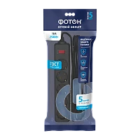 Сетевой фильтр Фотон SP 10-55ES 5р.С/З 10A 5.0м 3х0.75мм² с выкл. черный (1/20)