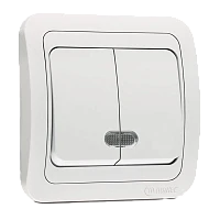 Выключатель Makel Light Mimoza 2-клав.10A пластик белый 12023 (1/12)