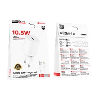 Сетевое З/У Borofone BA101A 1USB 2.1A 10.5W с кабелем Lightning белый (1/20/120)