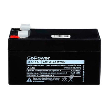 Аккумулятор свинцово-кислотный GoPower LA-1213 12V 1.3Ah T1/ F1 (1/20)