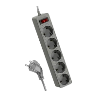 Сетевой фильтр Космос 5р.С/З 10A 1.8м ПВС 3x0.75мм² серый (1/20)