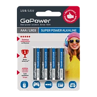 Батарейка GoPower LR03 AAA BL4 Щелочная 1.5V (4/48/576)